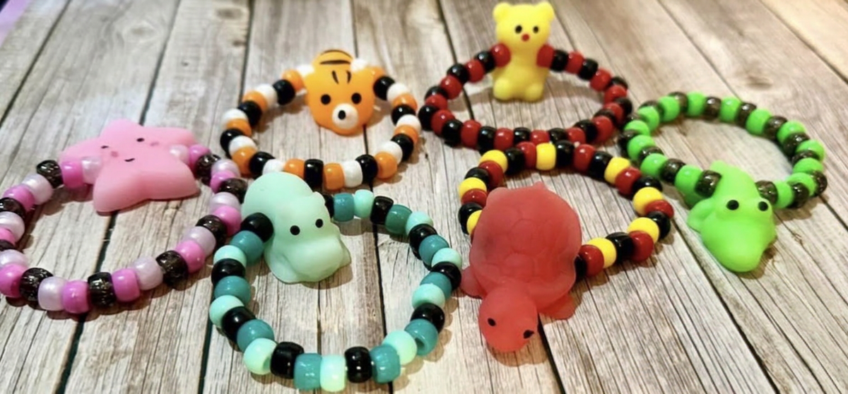 Squishy Animal & Fruit Charm Kandi Bracelets Lineup